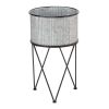 Karvel Galvanized Metal Column Planter with Stand, 15.7 in Dia. x 28 in H