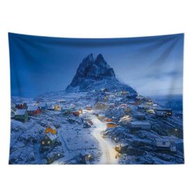 Snowy Mountain Nightscape Tapestry Landscape Room Wall Tapestry Bedroom Backdrop Living Room Tapestry; 43x59 inch