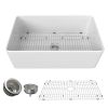 36 Inch Fireclay Farmhouse Kitchen Sink White Single Bowl Apron Front Kitchen Sink; Bottom Grid and Kitchen Sink Drain Included