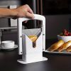 1pc Stainless Steel Bagel Guillotine Slicer With Safety Handle - Knife And Holder Guide For Easy And Fast Bagel And Hamburger Bun Cutter (White)