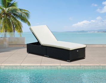 [Only For Pick Up] Protivin Reclining Chaise Lounge with Cushion (Color: Black)